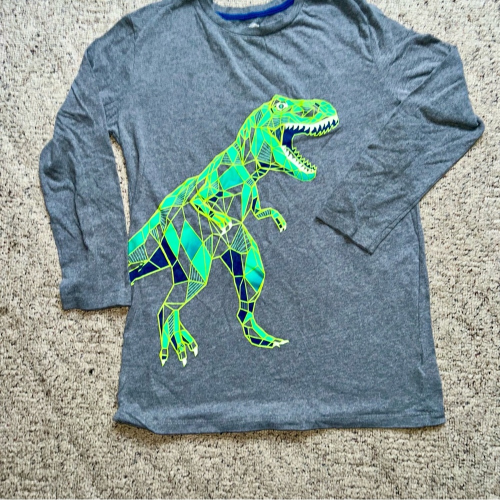 Old Navy Gray Tee with Geometric Dinosaur